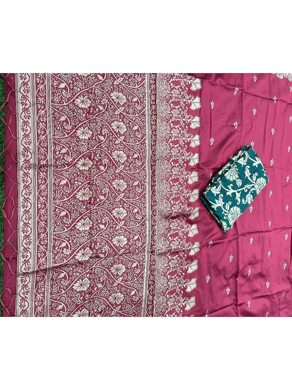 Maroon banarasi kota silk gold jari work wedding saree