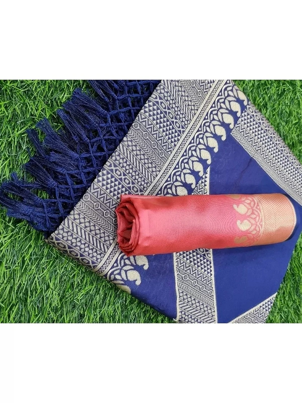 Navy blue kanchivaram kota silk zari work wedding saree