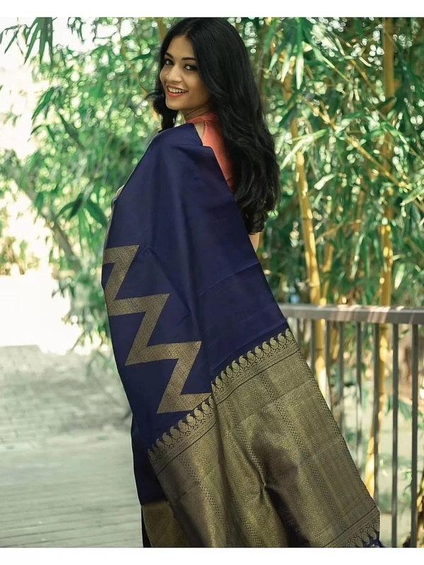 Navy blue kanchivaram kota silk zari work wedding saree