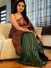 Green kanchipuram silk jacquard weaving work wedding saree