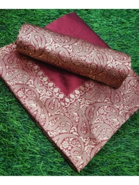 Wine banarasi kota silk jacquard weaving work wedding saree