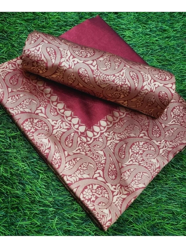 Wine banarasi kota silk jacquard weaving work wedding saree