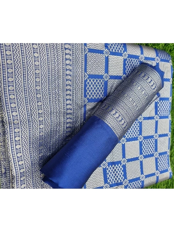 Blue kanchipuran kota silk jacquard pattern work saree