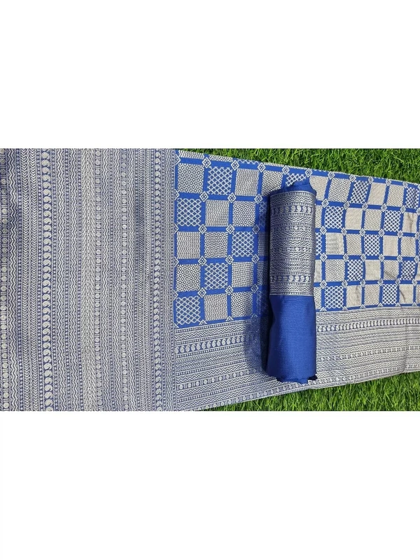 Blue kanchipuran kota silk jacquard pattern work saree