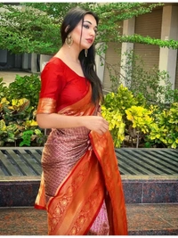 Purple kanjiwaram kota silk jacquard pattern work wedding saree