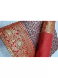 Purple kanjiwaram kota silk jacquard pattern work wedding saree