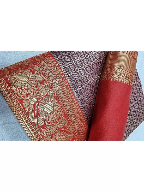 Purple kanjiwaram kota silk jacquard pattern work wedding saree