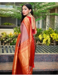 Purple kanjiwaram kota silk jacquard pattern work wedding saree