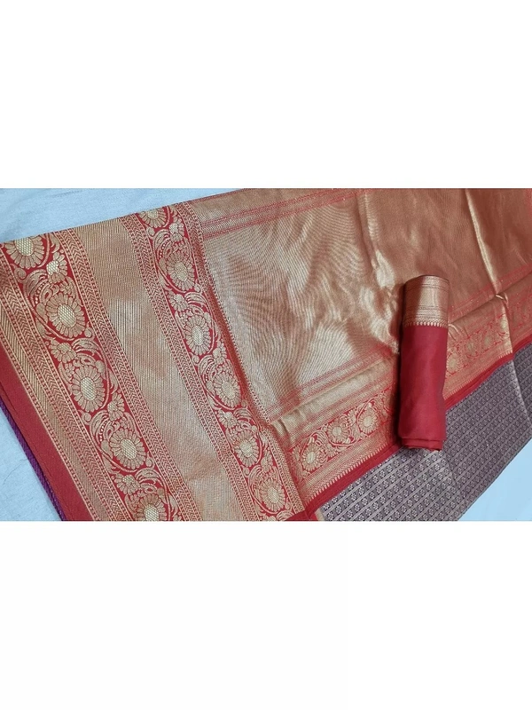 Purple kanjiwaram kota silk jacquard pattern work wedding saree