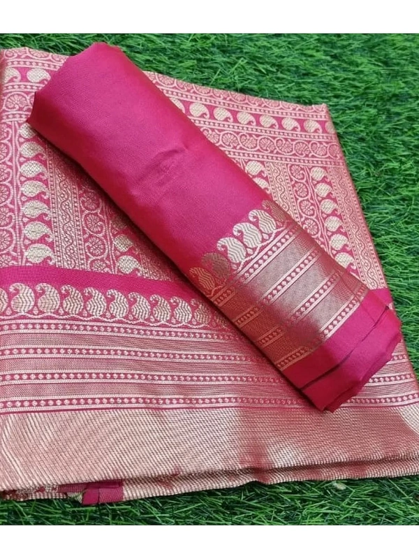 Dark pink banarasi kota silk jacquard weaing work wedding saree