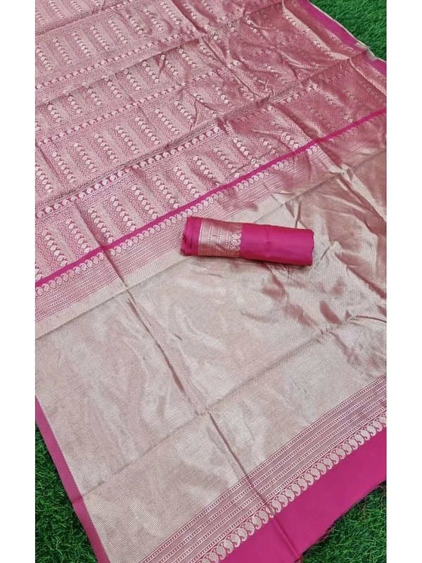 Dark pink banarasi kota silk jacquard weaing work wedding saree