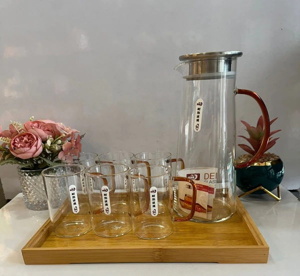 9 PisHigh Qwality Glass Were Lamen Set With Tray 