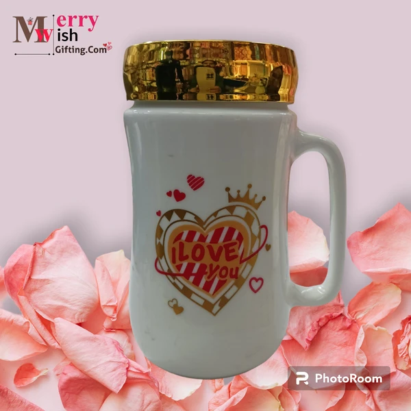 Love Print Lid Mirror Coffee Mug