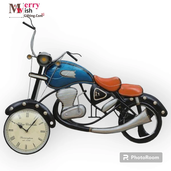 Wall Decoretive Haindicraft Haritage Bike With Clock Multi Colour