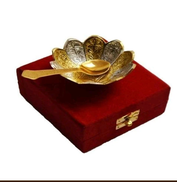 Jarman Gold And Silver Pleted Bowl &Spoon with Belbet Gift Box AA2 JP