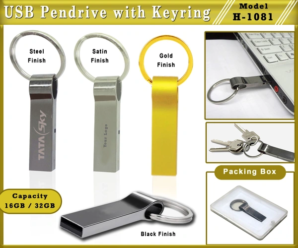 USB Pendrive With Keyring.   !! on't give a order direct here. WhatsApp us - 8926066999 !! - 8GB, 16GB & 32GB 64GB, Gold,Satin,Sliver,Black