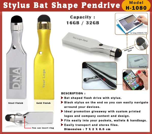 Stylus Bat Shape Pendrive. !! on't give a order direct here. WhatsApp us - 8926066999 !! - 8GB, 16GB & 32GB/64GB, Gold,Satin,Sliver,Black
