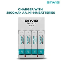 ENVIE® (ECR20+AA2800 4PL) Charger for AA & AAA Rechargeable Batteries - 9.3 x 6 x 5 Centimeters, White