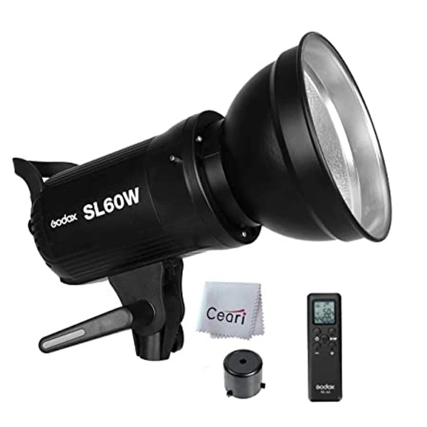 GODOX SL-60W 60W 5600±300K LED Video Light with Bowens Mount Continous Light - White Version | for Video Recording, Wedding, Outdoor Shooting ( Remote not Included) (SL60W)