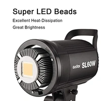 GODOX SL-60W 60W 5600±300K LED Video Light with Bowens Mount Continous Light - White Version | for Video Recording, Wedding, Outdoor Shooting ( Remote not Included) (SL60W)