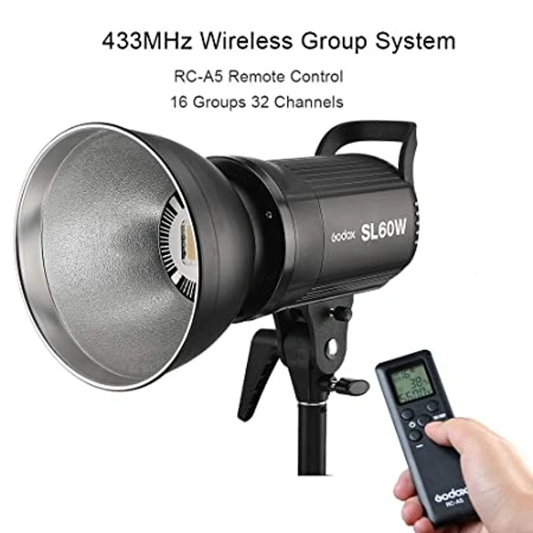GODOX SL-60W 60W 5600±300K LED Video Light with Bowens Mount Continous Light - White Version | for Video Recording, Wedding, Outdoor Shooting ( Remote not Included) (SL60W)