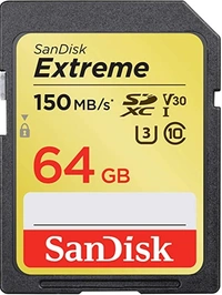 SanDisk Extreme SDXC, SDXVE 64GB, V30, U3, C10, UHS-I, 90MB/s R, 40MB/s W, for 4K Video - 64gb