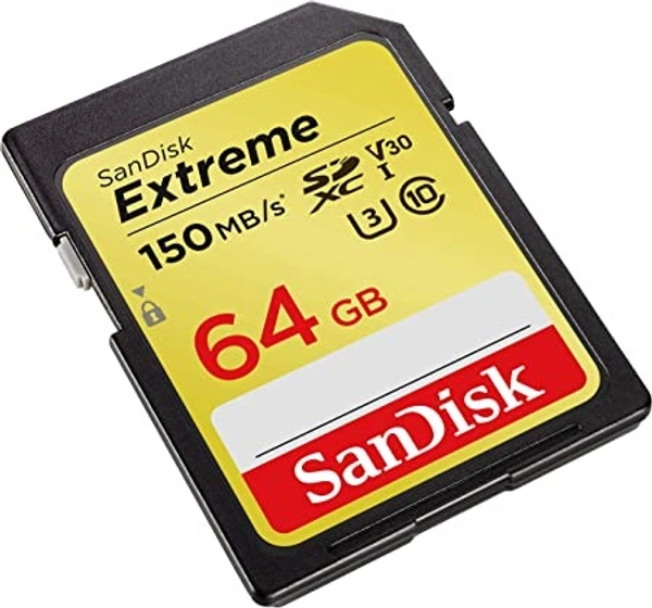 SanDisk Extreme SDXC, SDXVE 64GB, V30, U3, C10, UHS-I, 90MB/s R, 40MB/s W, for 4K Video - 64gb