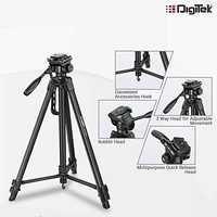Digitek DTR 550 LW (67 Inch) Tripod For DSLR, Camera |Operating Height: 5.57 Feet | Maximum Load Capacity up to 4.5kg | Portable Lightweight Aluminum Tripod with 360 Degree Ball Head | Carry Bag Included (Black) (DTR 550LW) - DIGITEK® (DLS-009 FTK)