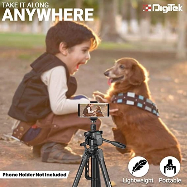 Digitek DTR 550 LW (67 Inch) Tripod For DSLR, Camera |Operating Height: 5.57 Feet | Maximum Load Capacity up to 4.5kg | Portable Lightweight Aluminum Tripod with 360 Degree Ball Head | Carry Bag Included (Black) (DTR 550LW) - DIGITEK® (DLS-009 FTK)
