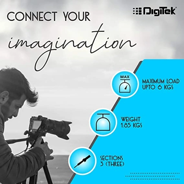 DIGITEK® (DTR 690 VD PRO) (208 cm) Lightweight Tripod (Maximum Load up to 3kgs), 6.85 Feet Tall Digital SLR & Video Cameras, Made Aluminium Material - DTR 690 VD PRO, DTR 690 VD PRO