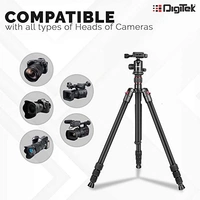 DIGITEK® (DTR-500BH) (152 cm) Professional Aluminum Tripod Cum Monopod, with Swivel Pan Head, Maximum Operating Height : 1510 mm, Maximum Load Upto: 7kgs (Black) - DTR-500BH