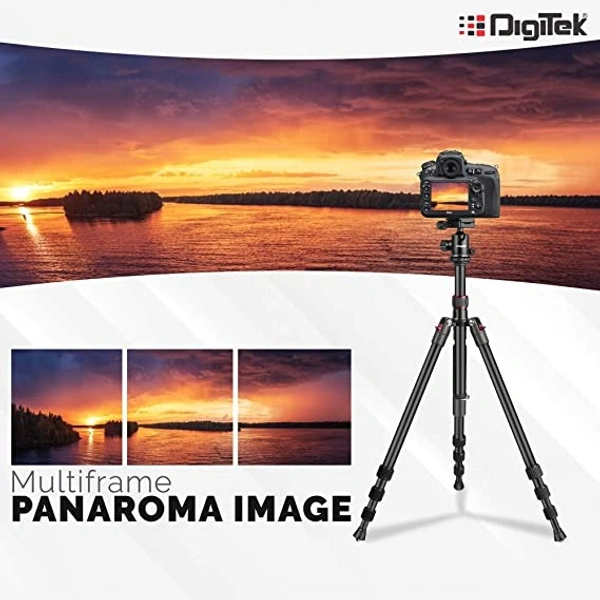 DIGITEK® (DTR-500BH) (152 cm) Professional Aluminum Tripod Cum Monopod, with Swivel Pan Head, Maximum Operating Height : 1510 mm, Maximum Load Upto: 7kgs (Black) - DTR-500BH