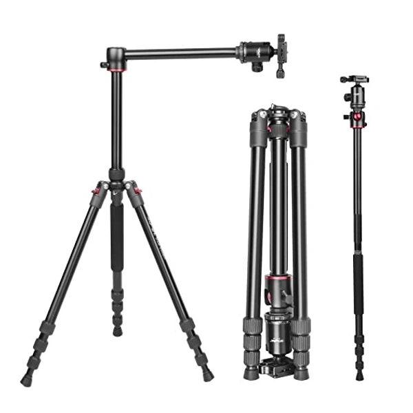 Digitek DTR 520 BH (60 Inch) Professional Aluminum Tripod Cum Monopod with Swivel Pan Head, for DSLR Camera | Maximum Operating Height: 4.95 Feet | Maximum Load Upto: 7kgs (Black) (DTR 520 BH) - Black