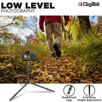 Digitek DTR 520 BH (60 Inch) Professional Aluminum Tripod Cum Monopod with Swivel Pan Head, for DSLR Camera | Maximum Operating Height: 4.95 Feet | Maximum Load Upto: 7kgs (Black) (DTR 520 BH) - Black