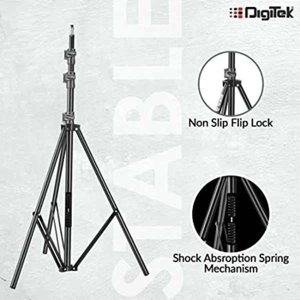 DIGITEK® (DLS-9FT) Lightweight & Portable Aluminum Alloy Light Stand for Ring Light, Reflector, Flash Units, Diffuser, Portrait, Softbox, Studio Lighting & More Ideal for Outdoor & Indoor Shoots - 83 x 7 x 7 Centimeters, DLS-9FEET