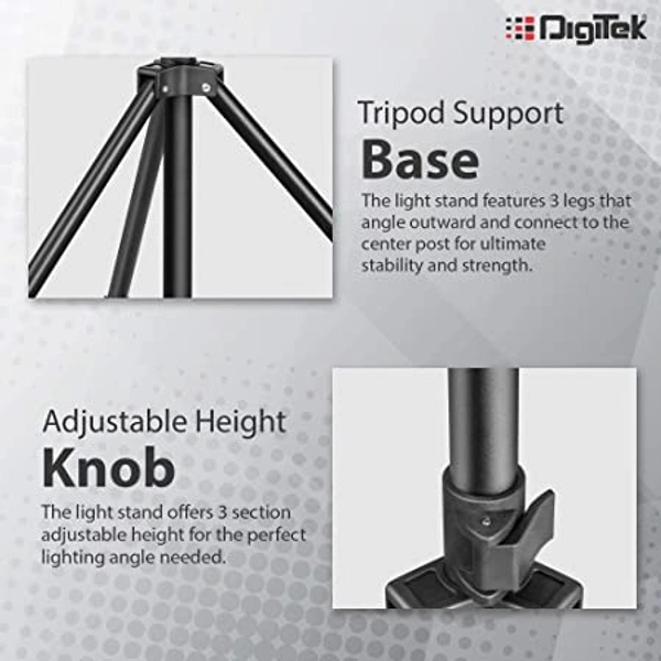 DIGITEK® (DLS-9FT) Lightweight & Portable Aluminum Alloy Light Stand for Ring Light, Reflector, Flash Units, Diffuser, Portrait, Softbox, Studio Lighting & More Ideal for Outdoor & Indoor Shoots - 83 x 7 x 7 Centimeters, DLS-9FEET