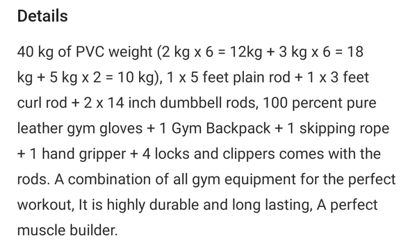 KRX PVC 40 Kg Home Gym Set  - black, 40 kg 