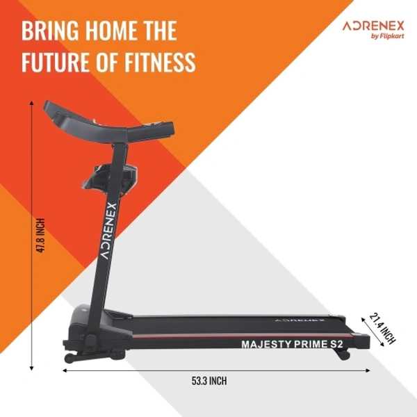 Adrenex by Flipkart Majesty Prime S2 Treadmill with Massager, 2HP Peak Multifunction Treadmill for Home Gym Exercise Machine Treadmil