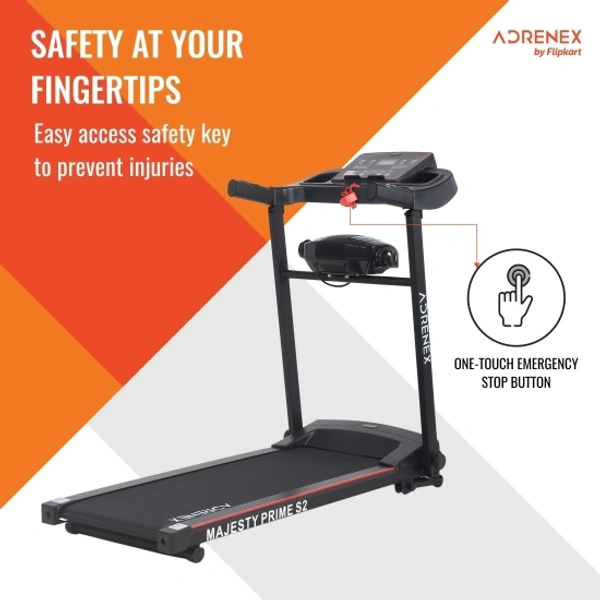 Adrenex by Flipkart Majesty Prime S2 Treadmill with Massager, 2HP Peak Multifunction Treadmill for Home Gym Exercise Machine Treadmil