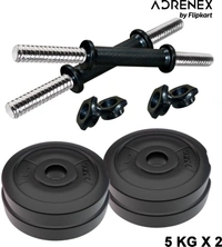 NV Sports 10 kg 2.5 kg 4 pvc plate + dumble rod Adjustable Dumbbel