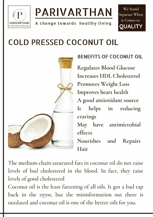 COLD PRESSED COCONUT OIL  - 1/4 Litre
