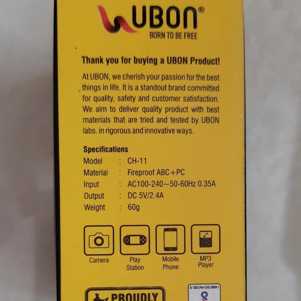 Duel USB Charger - ubon , 2.4, c-11