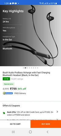 BOULT AUDIO PROBASS Q Charge Neck Band - Black 