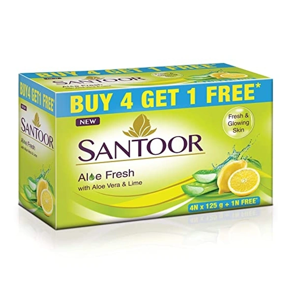 Santoor Aloevera Soaps : సంతూర్ ఆలోవేరా సబ్బులు -4×125gm - 