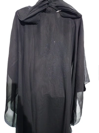 Humeira Abaya Dubai Style Beautiful Black Color Star Farasha in Al Nida Fabric PP Stone Work - 54, 300 gms