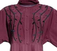Humeira Abaya Zip Button Handwork Abaya in Al Nida Fabric With Frill Work (Pink) - 54, 300 gms