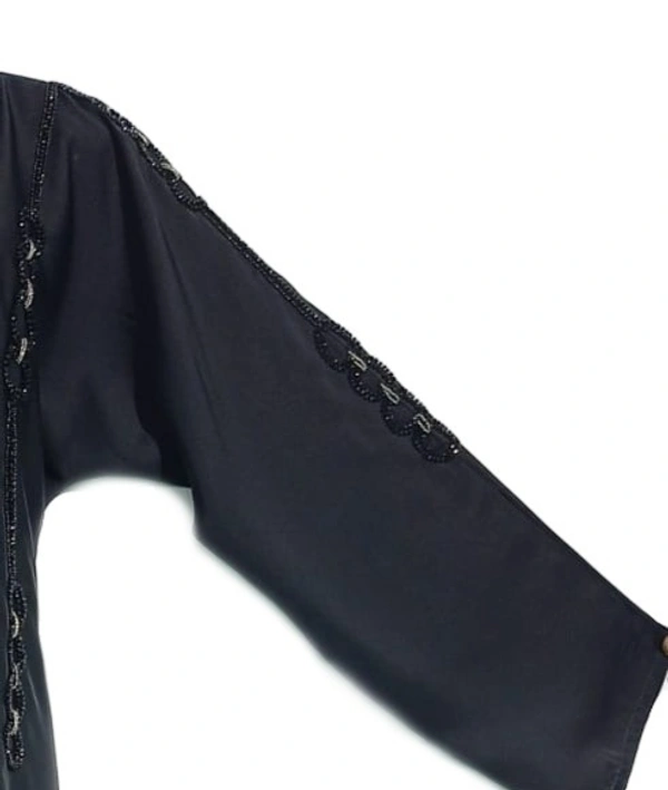Humeira Abaya Dubai Style Side Long Chain Hand Work Front Open Abaya in Hand Work - 54, 300 gms