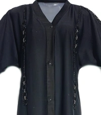 Humeira Abaya Dubai Style Side Long Chain Hand Work Front Open Abaya in Hand Work - 54, 300 gms
