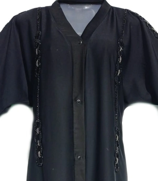 Humeira Abaya Dubai Style Side Long Chain Hand Work Front Open Abaya in Hand Work - 54, 300 gms