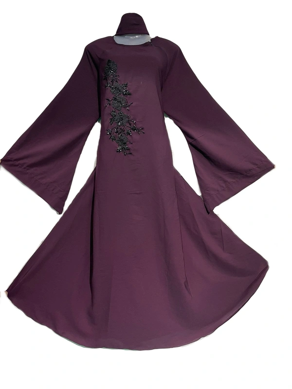 Humeira Abaya Humeira Simple Dubai Style Front Buta Hand Work Pink Color Abaya - 54, 300 gms